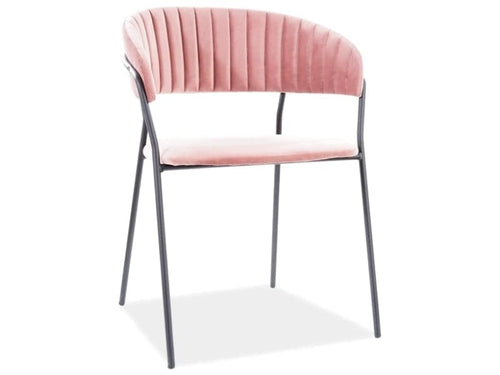 BFSummer Scaun tapitat cu stofa si picioare metalice Lloyd B Velvet Roz / Negru, l56xA50xH78 cm